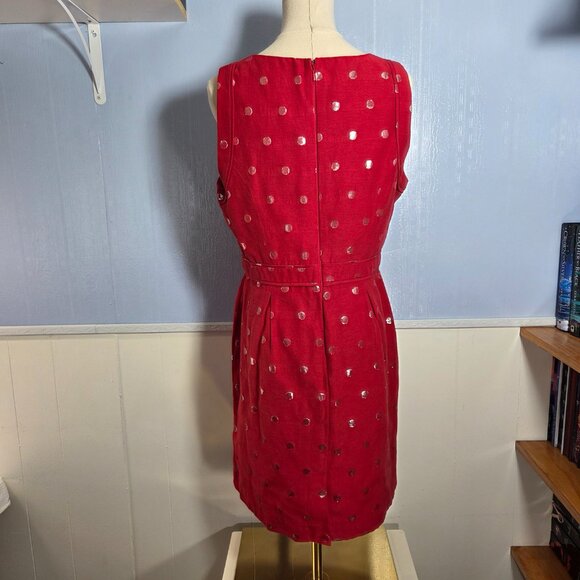 Elle Size 10 Red Polka Dot Crewneck Sleeveless Colorful Summer Midi Dress - Picture 6 of 11